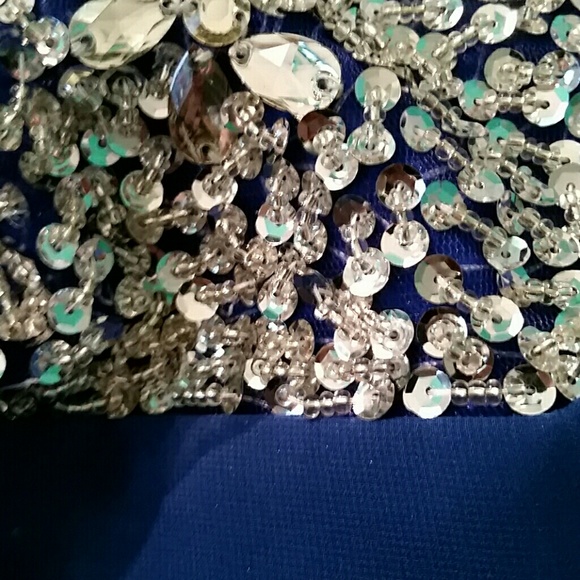 Dark blue prom dress with sparkly gems. - Picture 7 of 7